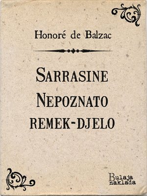 cover image of Sarrasine--Nepoznato remek-djelo